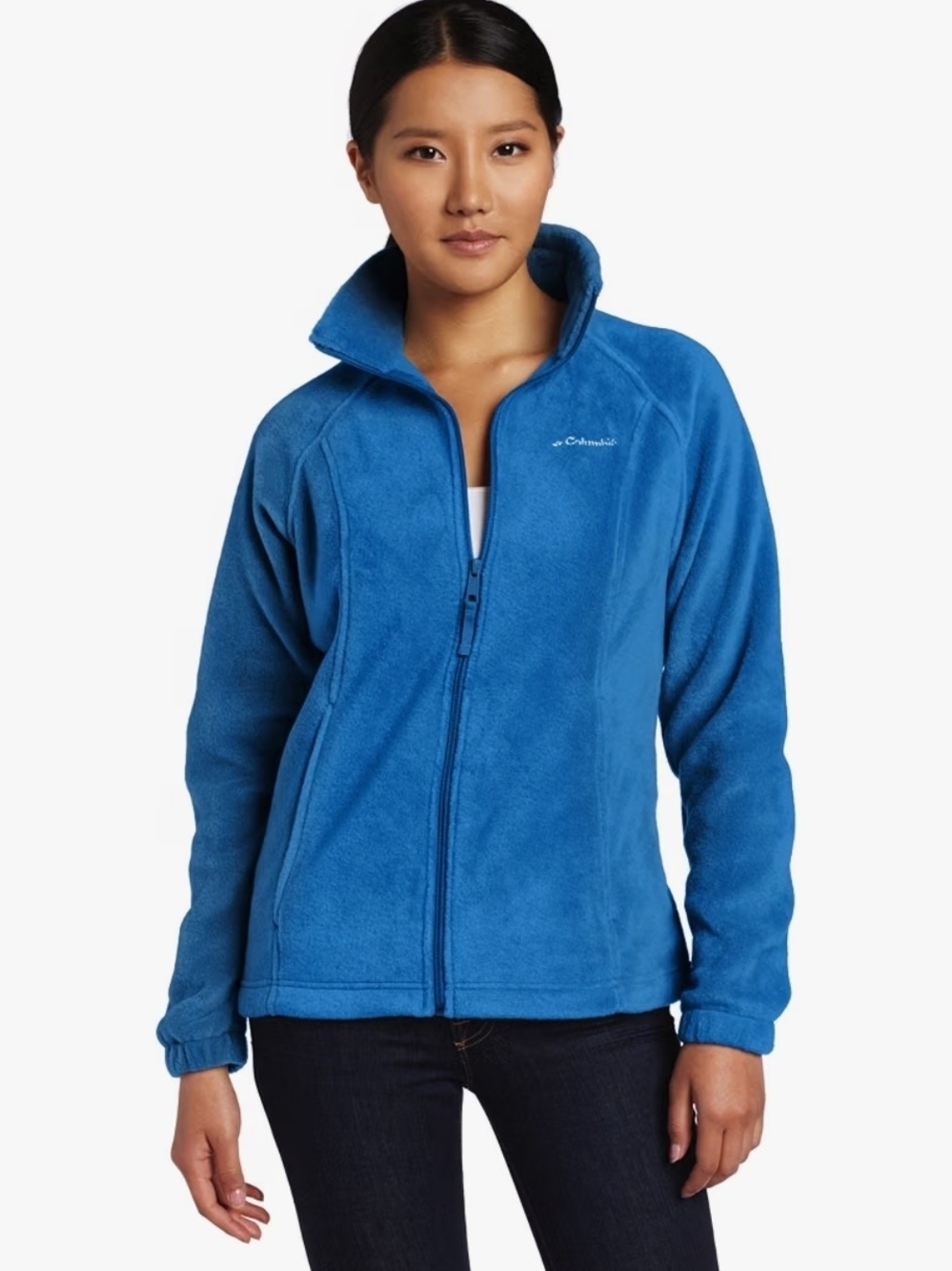 Columbia Women's Blue Benton Full-Zip Fleece Jacket Sweater w/ Pockets Size XL